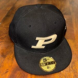 Men’s New Era Purdue Boilermakers 59Fifty Black fitted Hat Size 8 1/8